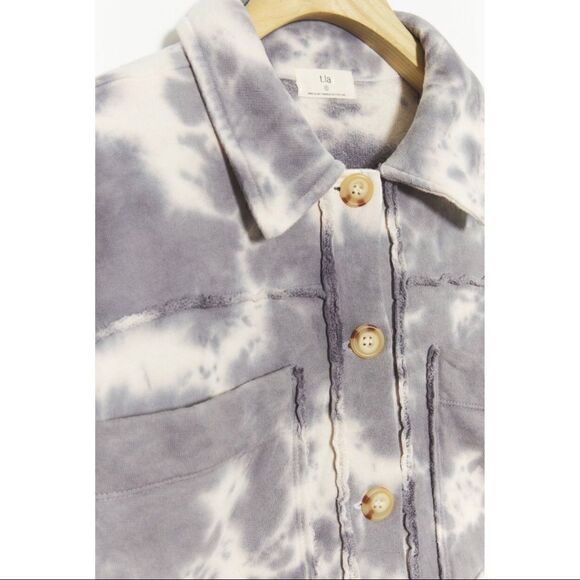 NEW Anthropologie T.La Nika Gray Utilitarian Cropped Shirt Jacket Coat Medium - Picture 5 of 5